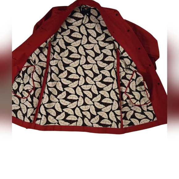 HOBBS LONDON Red Trench Coat with Belt. Umbrella lined. Size 12 UK/ 8 US - Picture 6 of 10